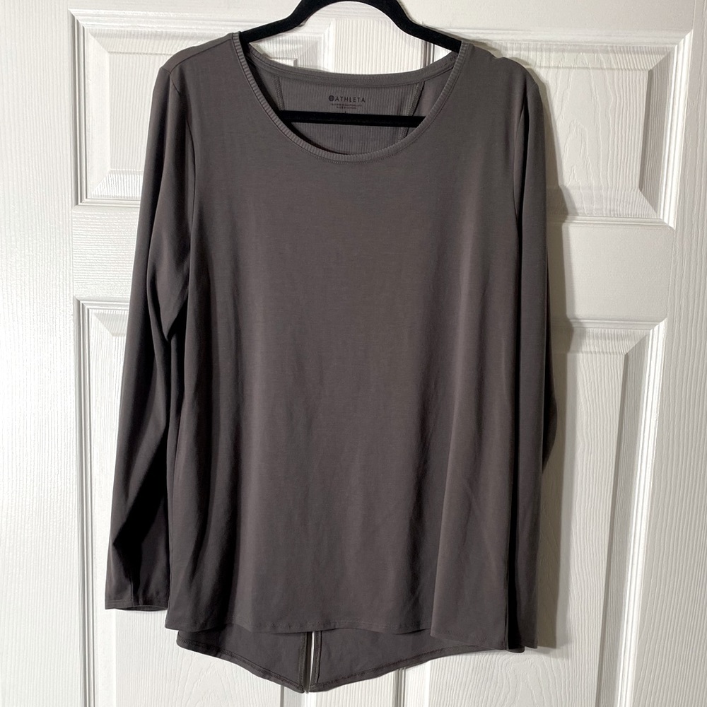 Athleta Gray Long Sleeve Top Size Large